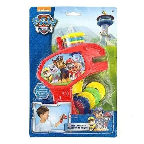 Paw Patrol Foam Disc Launcher Toy Gun Kids Lawn Games with 6 Colorful Foam Discs