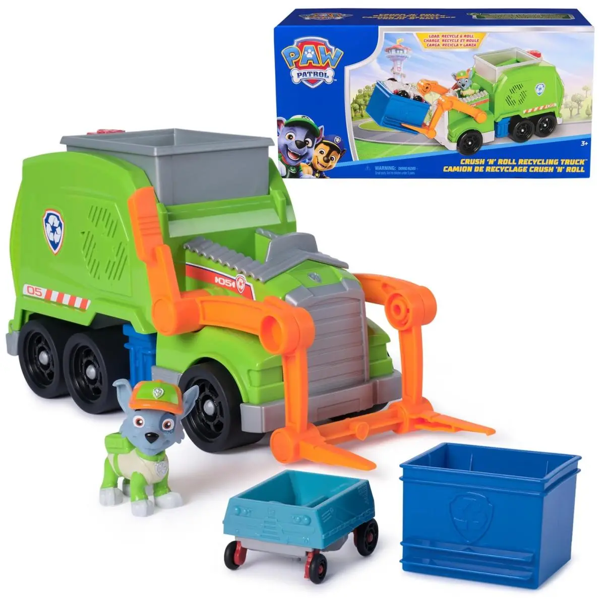 Paw Patrol: Crush N’ Roll Recycling Truck with Rocky Action Figure Transform