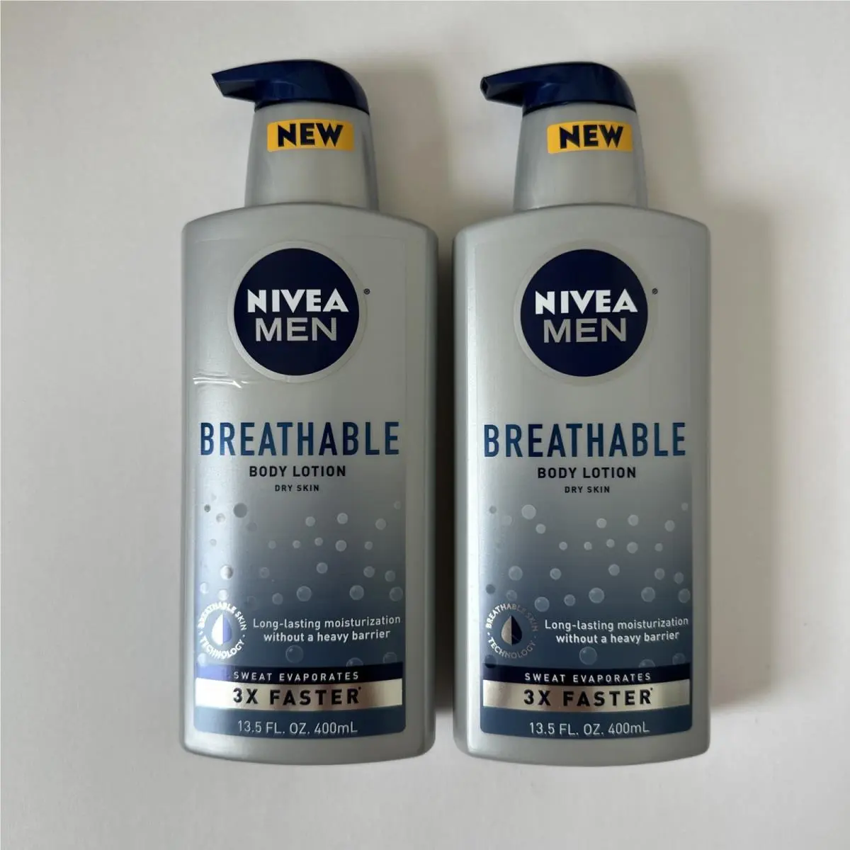 2 Nivea Men Breathable Body Lotion Dry Skin 13.5 Oz. Each