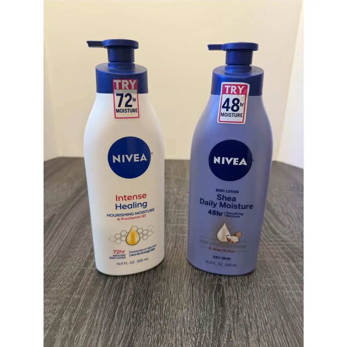 2 Nivea Body Lotion Intense Healing 72hr Shea Daily Moisture 48hr 16.9 OZ