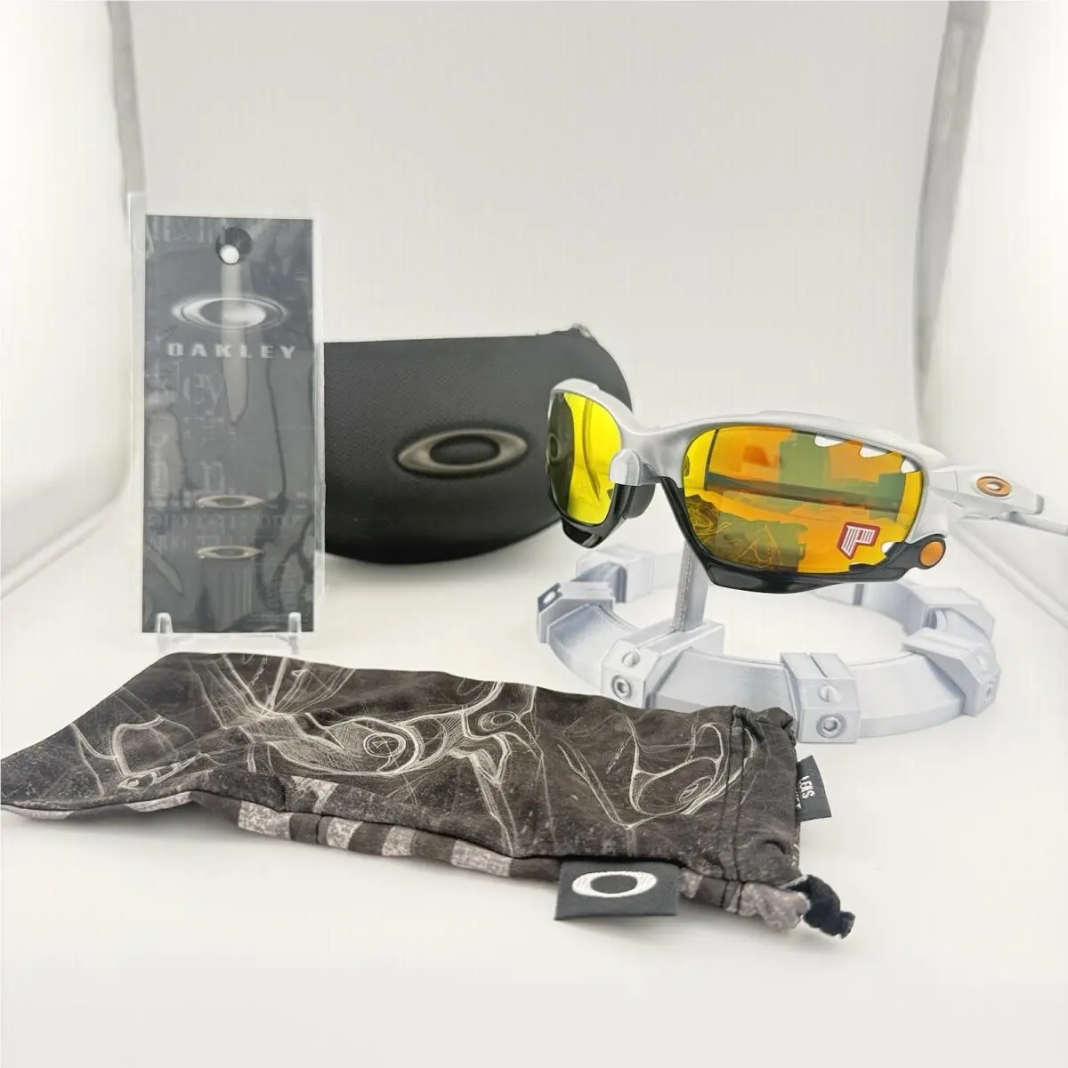Oakley A Racing Jacket - Silver W/fire Iridium Polarized Persimmon - OO9197
