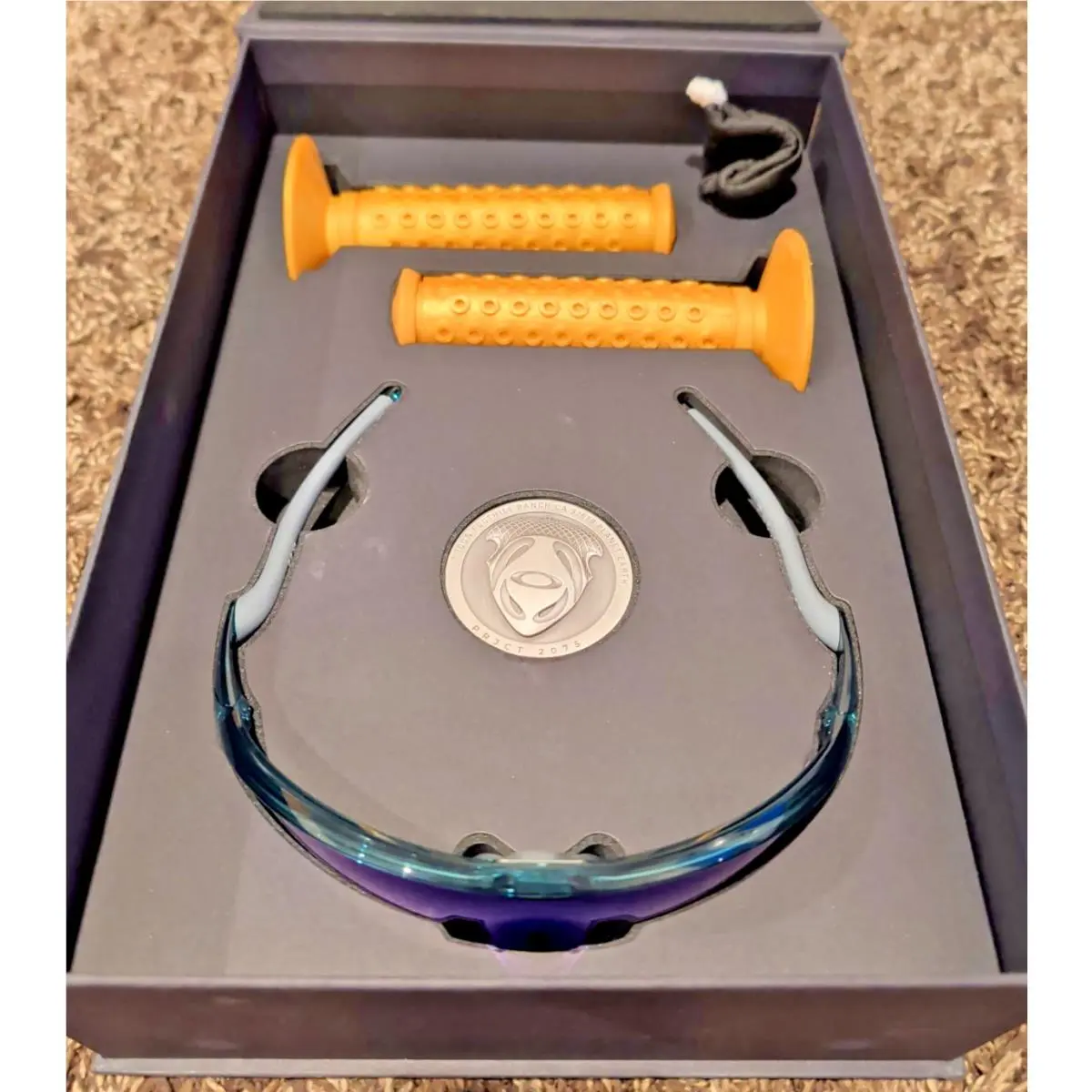 Oakley 50th Anniversary Ellipse Pacific Blue Gold Bmx B-1B Grip Set Rare