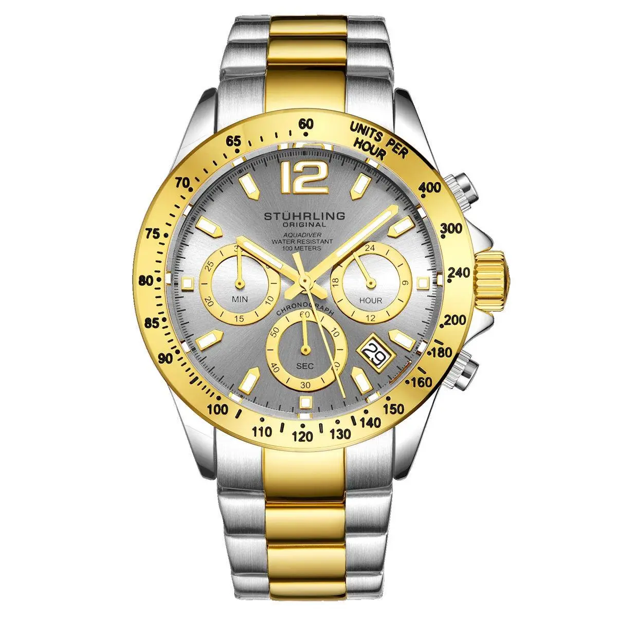 Stuhrling 3961A 4 Quartz Chronograph Date Stainless Steel Bracelet Mens Watch by Stührling
