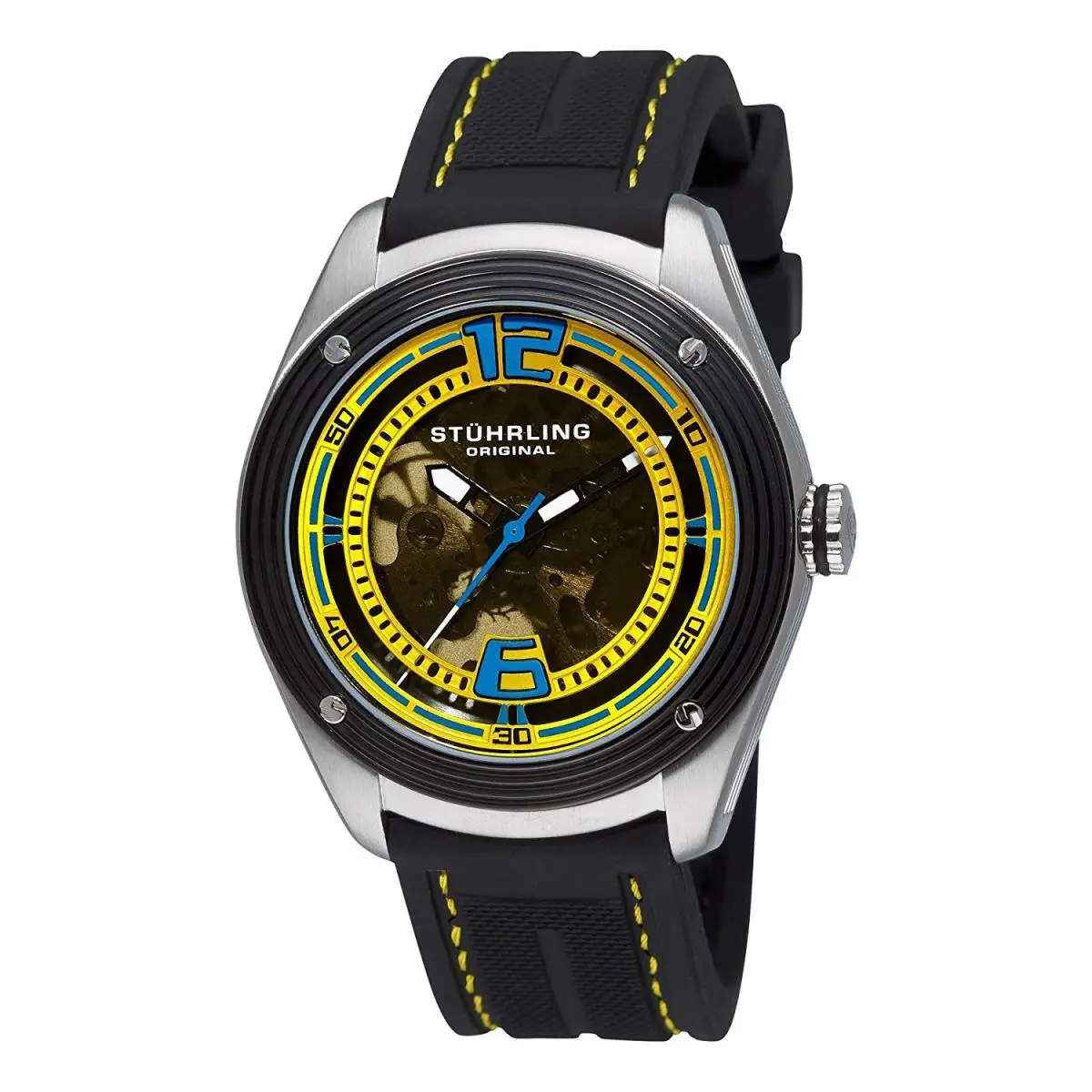 Stuhrling Mens 209B.331618 Millennia Conquest Automatic Skeleton Yellow