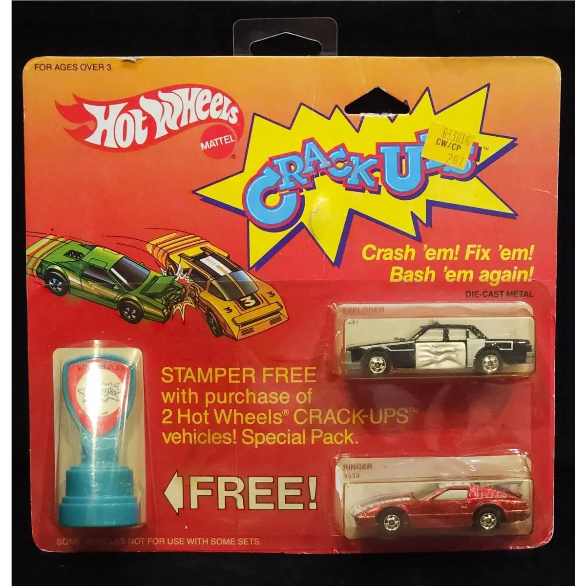 Hot Wheels Crack-ups Exploder Police 9331 Ringer Turbo 9333 2 Cars Stamper Read