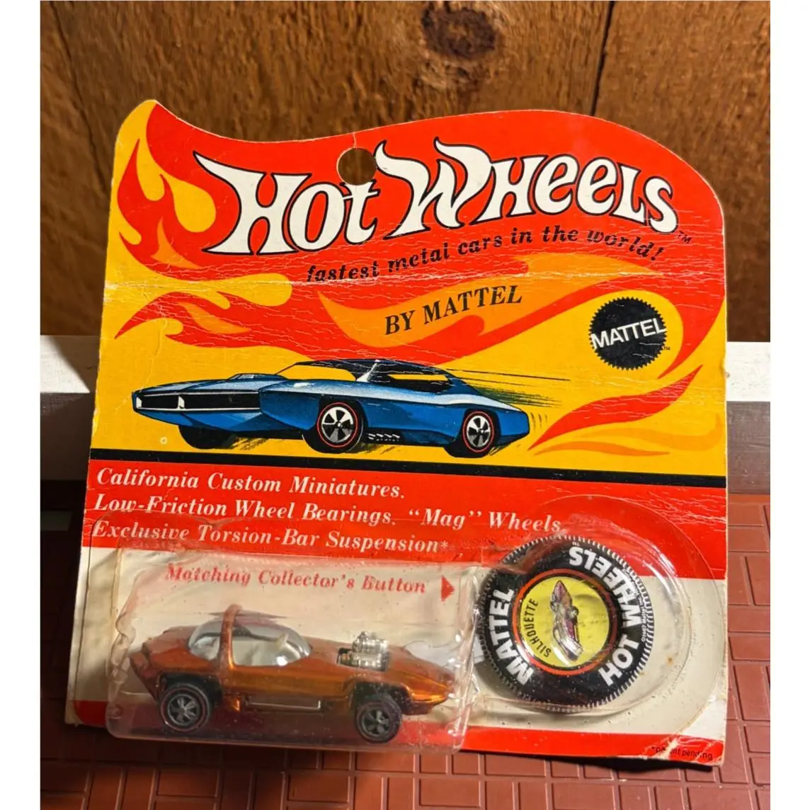 Vintage Hot Wheels Redlines Moc Blister Pack Silhouette Spectraflame Orange