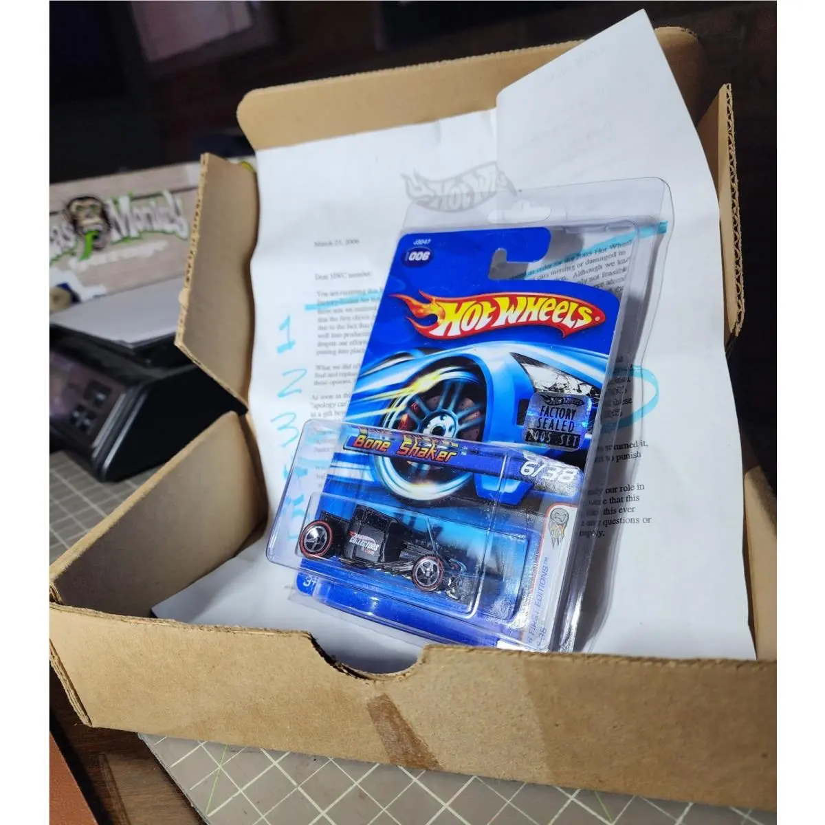 Hot Wheels 2006 Bone Shaker Real Apology Car For 2005 Rlc Master Case⭐holograms