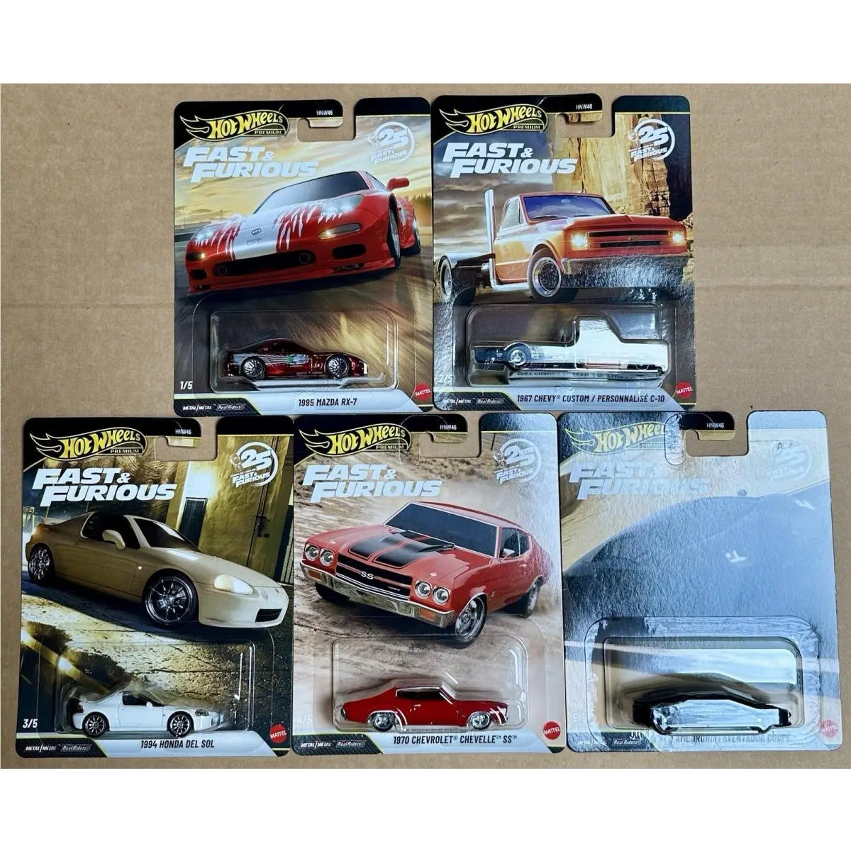 Hot Wheels 2026 Premium Fast Furious 25th Anniversary Setof 5 Cars