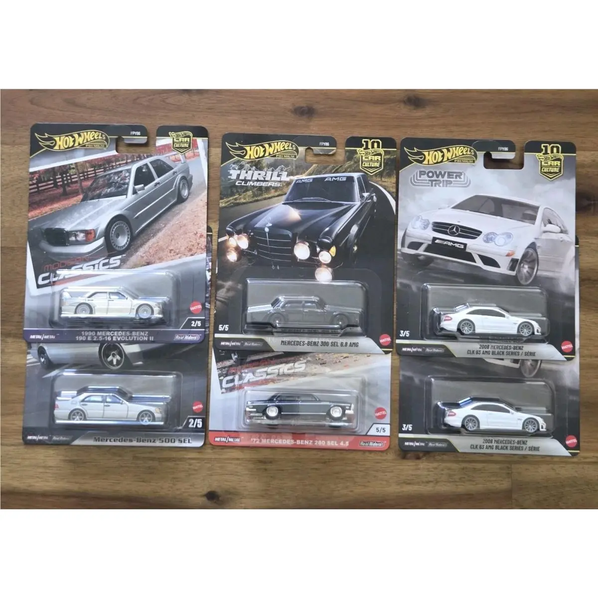 Hot Wheels Premium Mercedes Benz Lot/ 6 190E 300 Sel Clk 63 500 Sel Car Culture