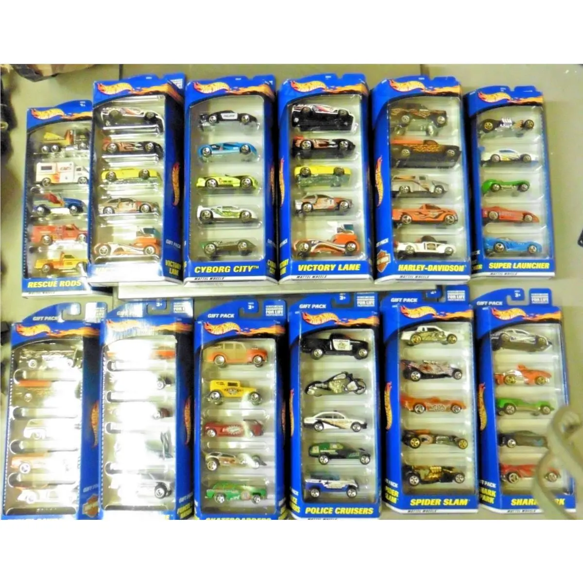 Old Stock Full Case of 12 Hot Wheels 5 Car Gift Packs From 2000