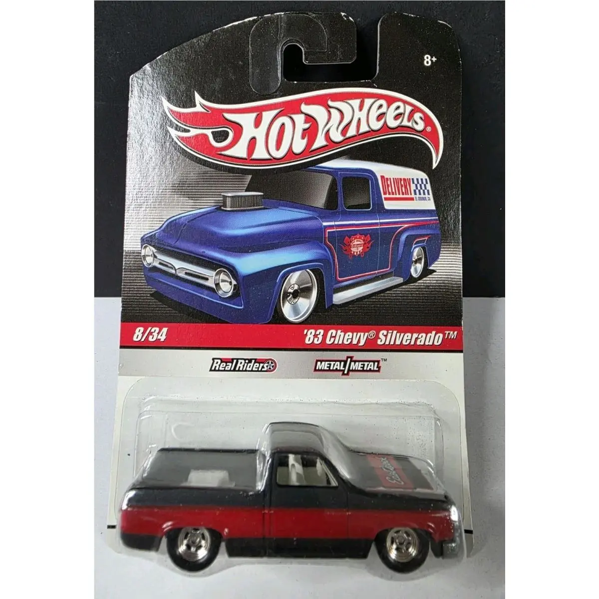 Hot Wheels Real Riders 1:64 `83 Chevy Silverado Edelbrock NO Side Edelbrock