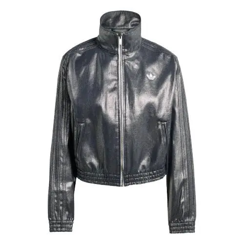 Adidas Originals Firebird Silver Metallic Denim Jacket KD2910 Women`s Size Small