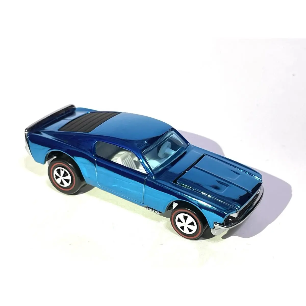Custom Made Chrome Ice Blue Hot Wheels Custom Mustang Stocker Redline ⭐