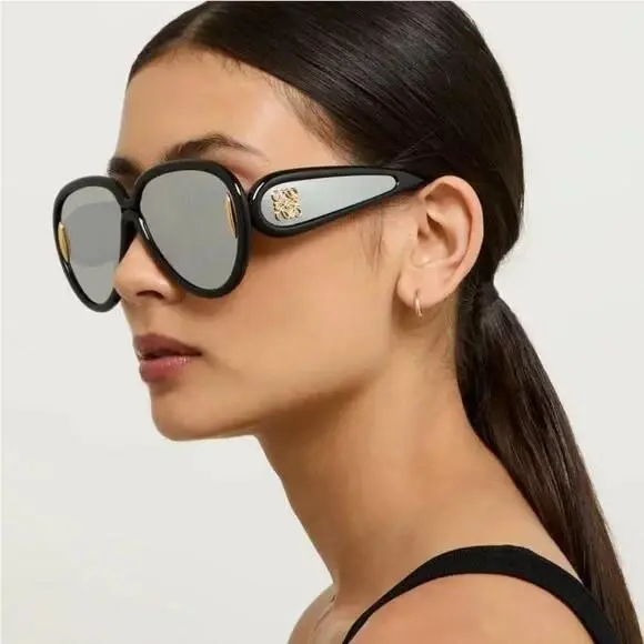 Loewe LW40132I 01C Loewe Black Silver Unisex Sunglasses Loewe