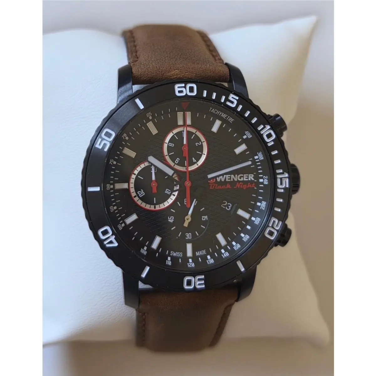 Wenger Roadster Black Night Tachymeter Chronograph Date Men`s Watch