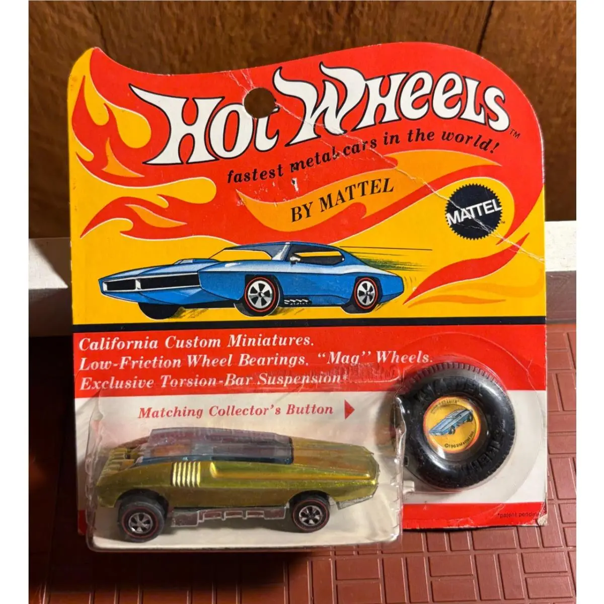 Vintage Whip Creamer Lime Plastic Button Hot Wheels Redlines Moc Blister Pack