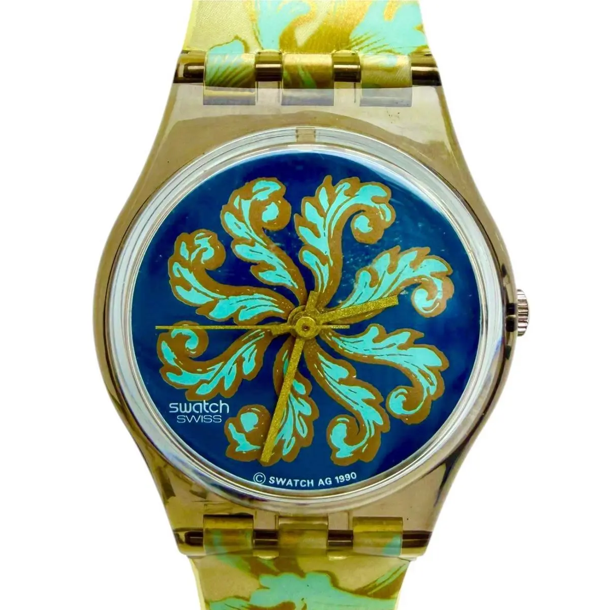 Vintage Swatch Brode Dor LA102 Standard Ladies 1990 26mm Transparent Case Swiss