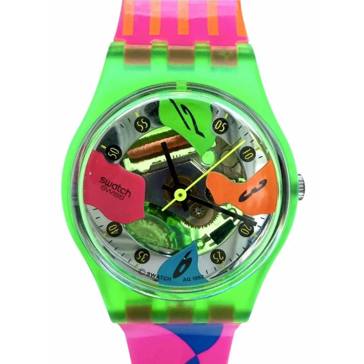 Vintage Swatch Saturing LG108 Standard Ladies 1993 26mm Glow In Dark Case Nos