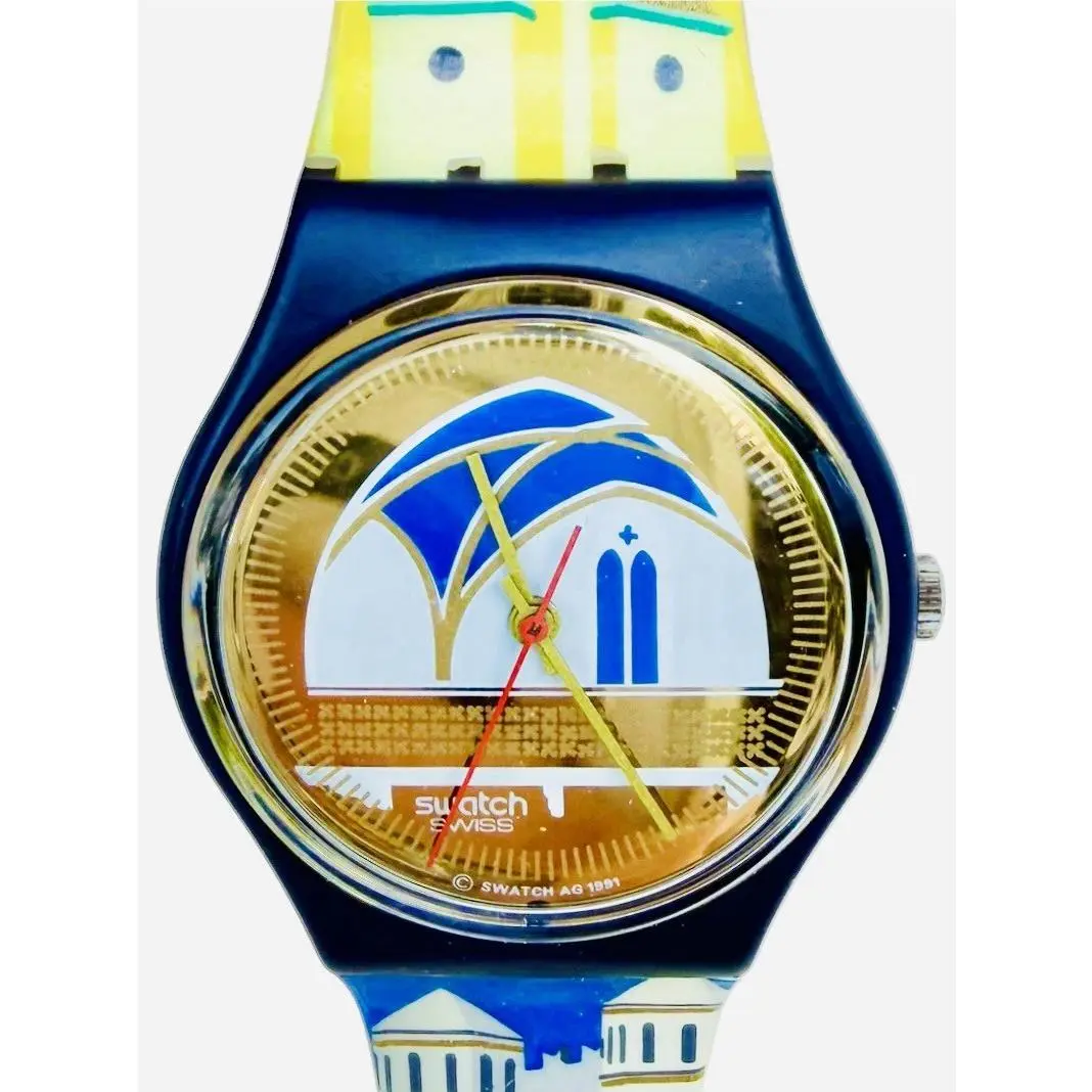 Vintage Swatch GN120 Backstage 1992 34mm Standard Gents Gold Reflective Dial Nos