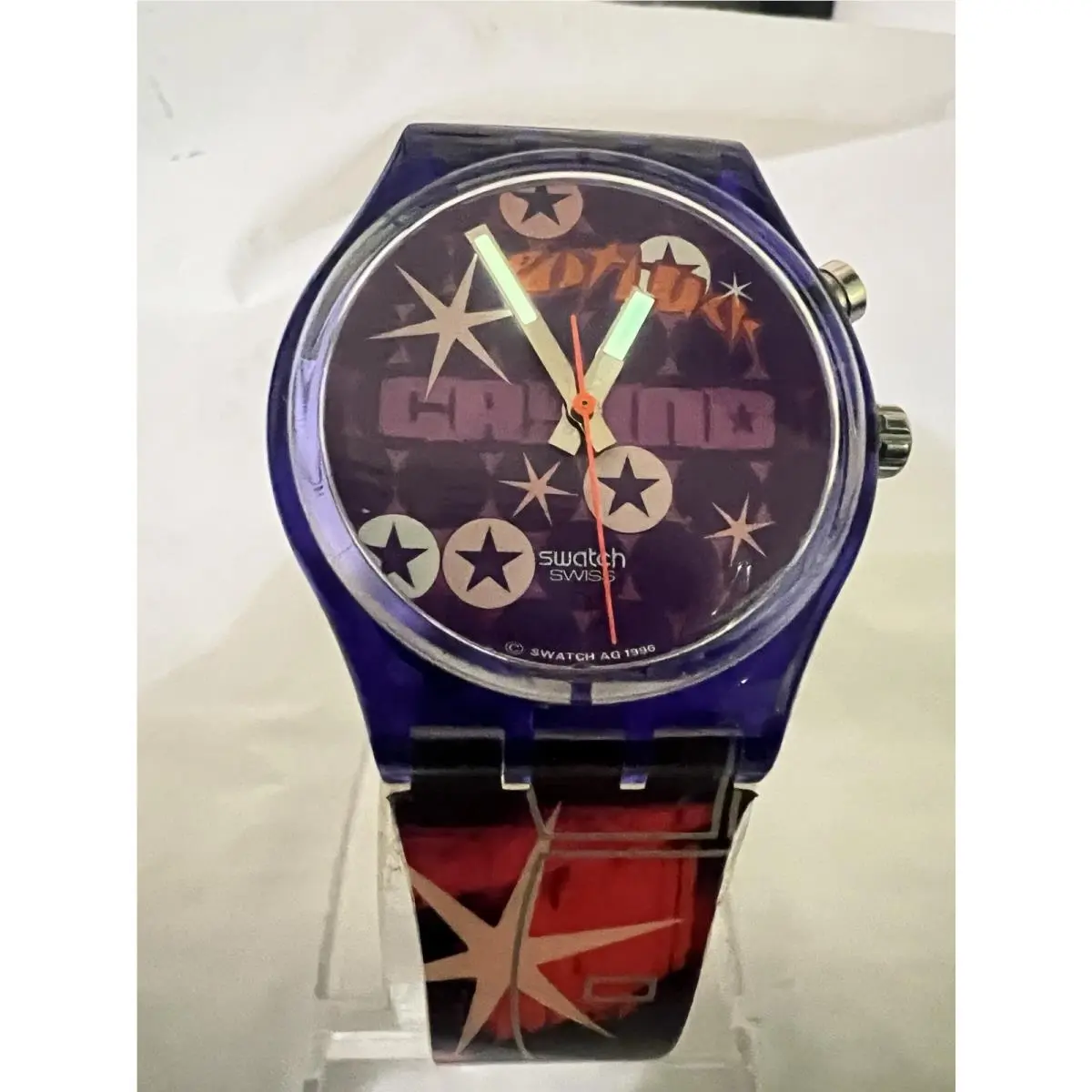 Swatch Gent Loomi Pot Luck GN901 AG1996 Purple Star Patterned Dial 35mm Unise