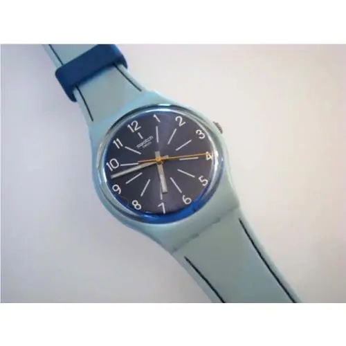 Blue Stitches  Deep Blue Dial with Light Blue Silicone Strap-nib by Swatch