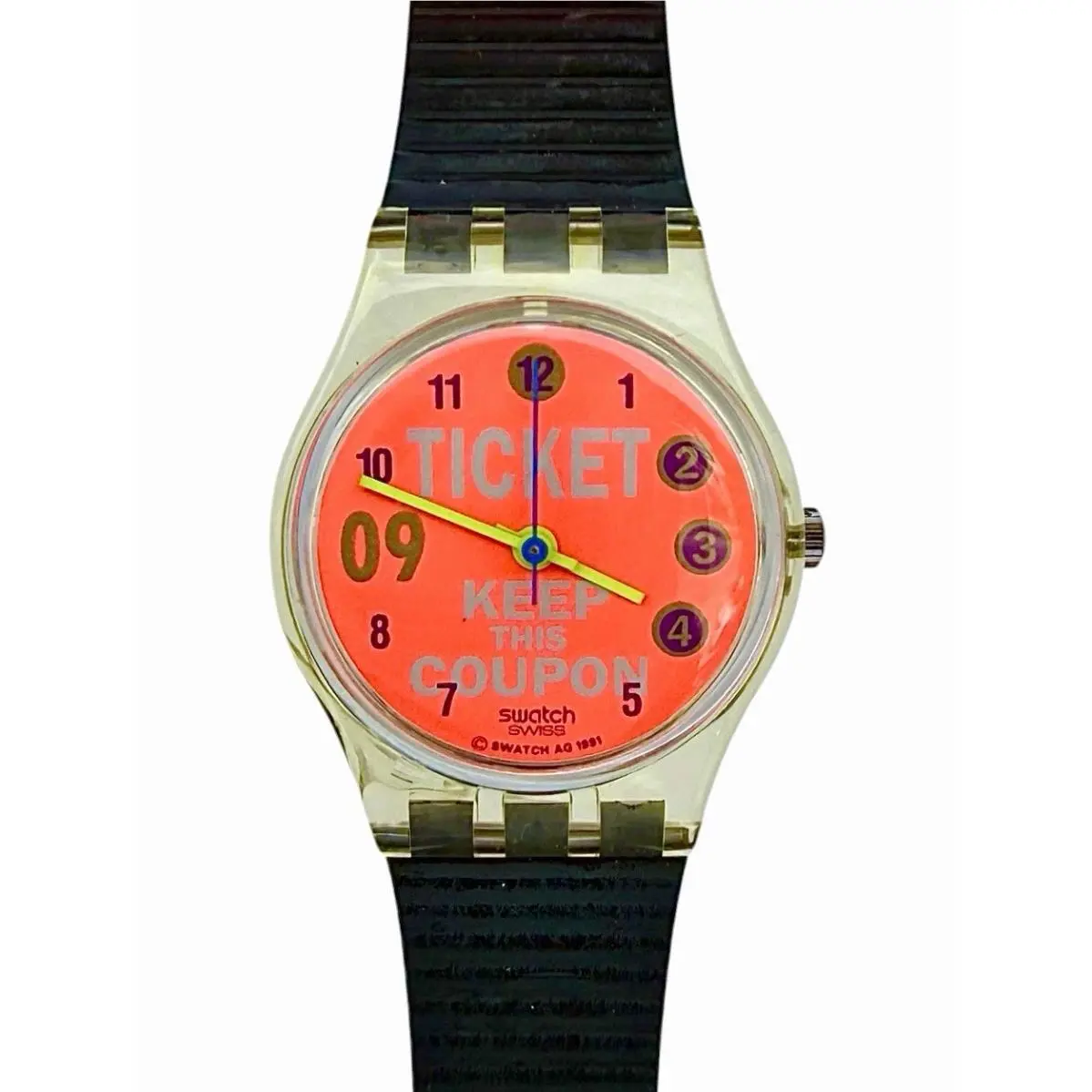 Vintage Swatch Watch World Order LK136 Standard Ladies 1992 26mm Full Lume Dial