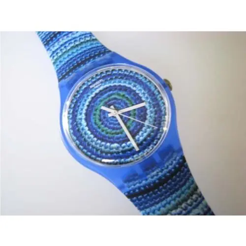 Centrino Blue Woven Circles Art Gents  with Silicone Strap Nib-rare by Swatch