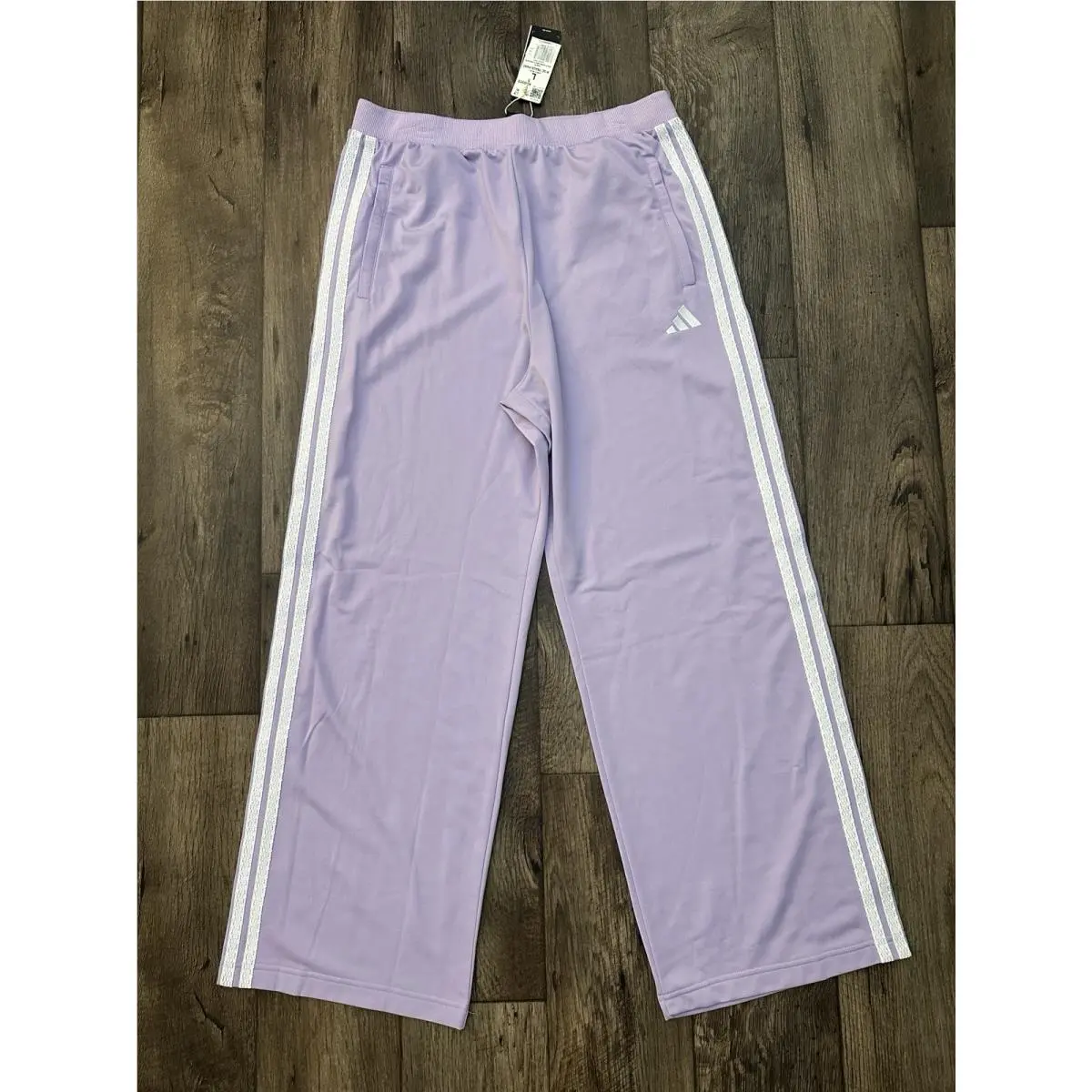 Adidas 3 Lace Stripes Loose Wide Leg Track Pants Women’s Size L Powder Plum