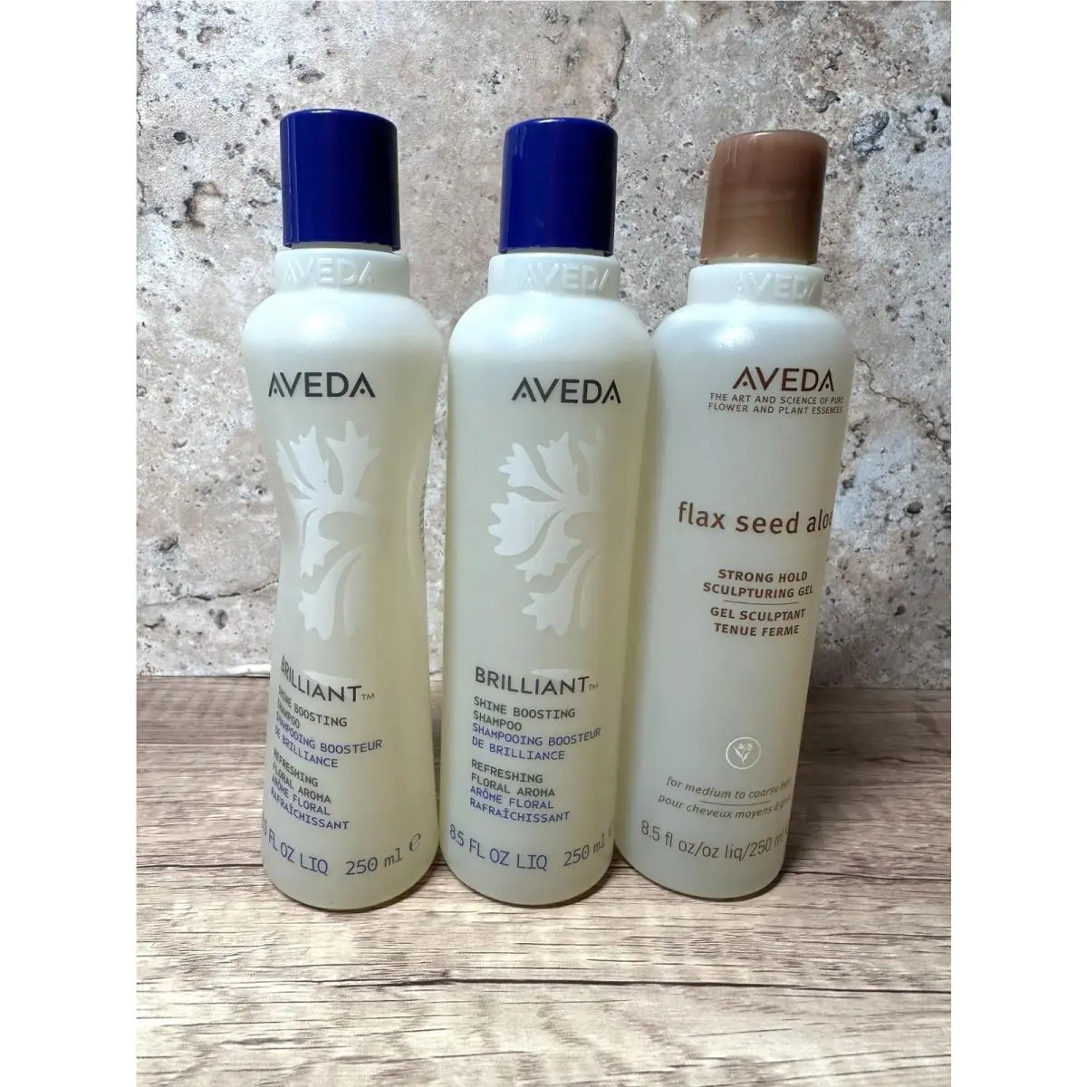 Hair Care 3 Pc Lot Brilliant Shampoo Flax Seed Aloe Sculpturing Gel 8.5 oz by Aveda