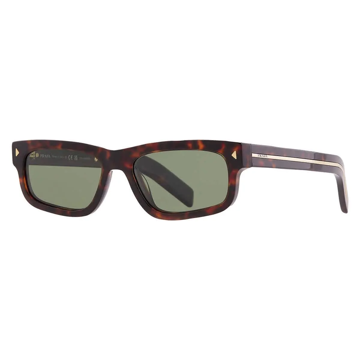 Prada Polarized Green Rectangular Men`s Sunglasses PR B11S 17N20G 55