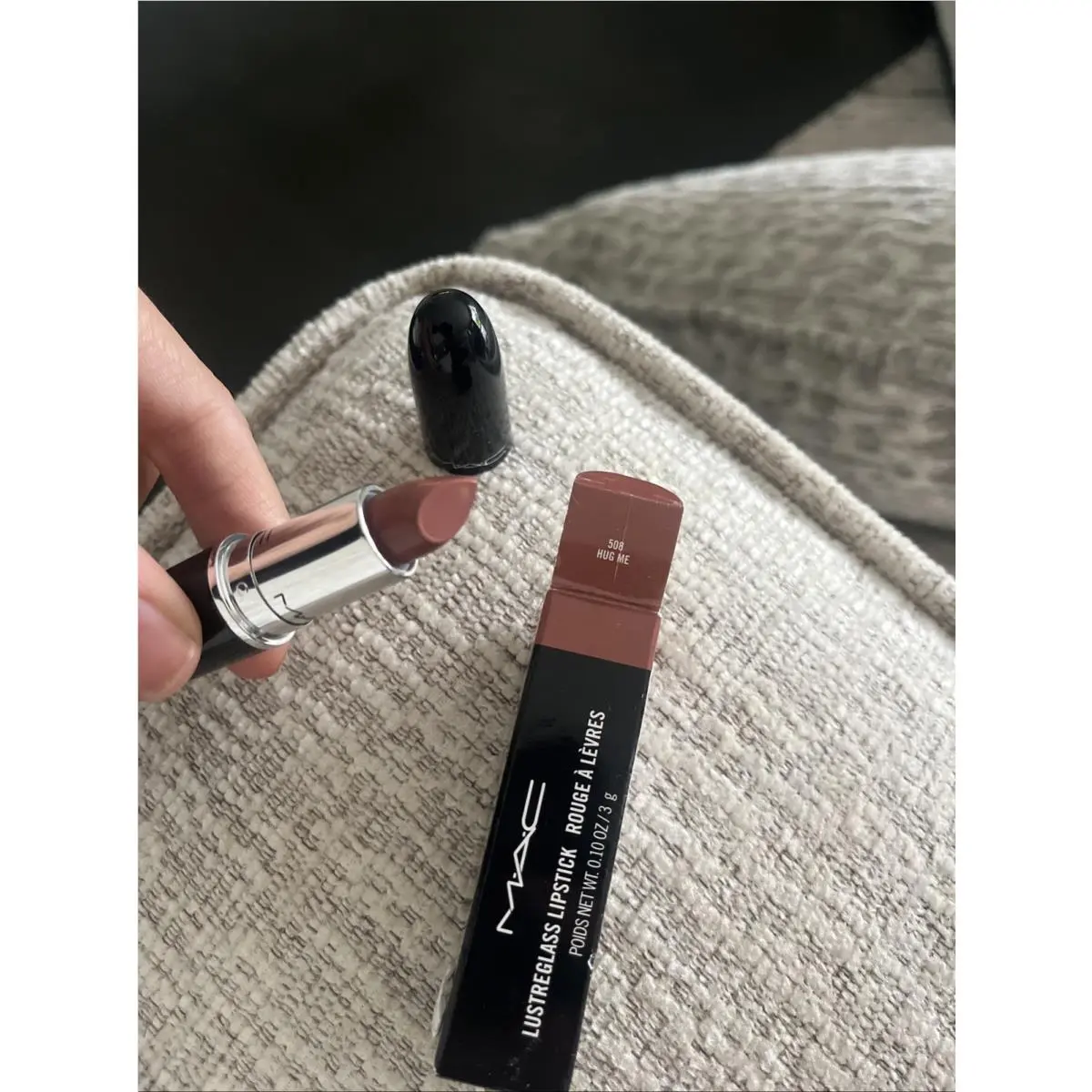 Mac Lipstick in Hug ME Fleshy Lustre Finish .10oz/3g