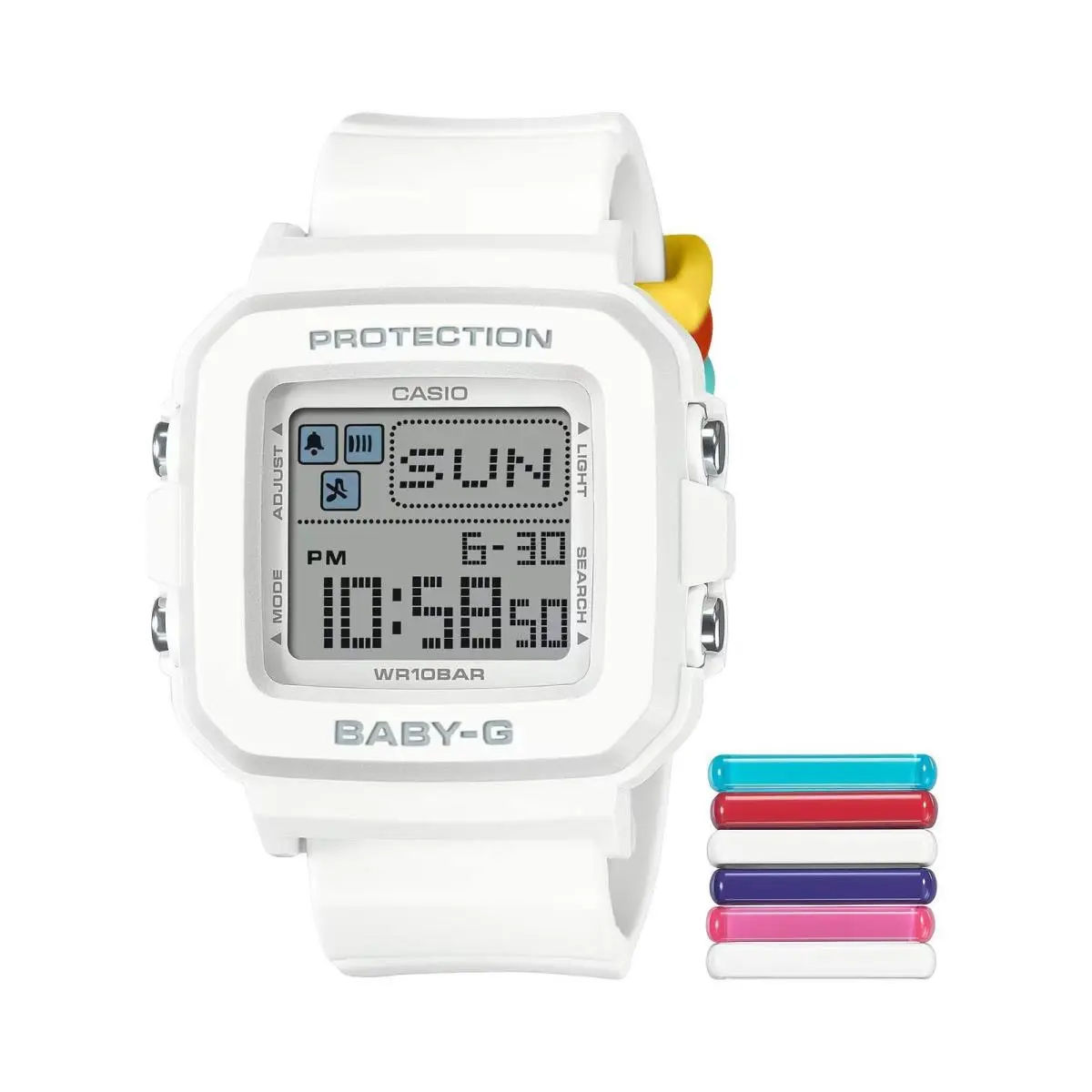Casio Baby-g +plus Pixel Art White Digital Womens Watch w/ 9 Loops BGD10L-7