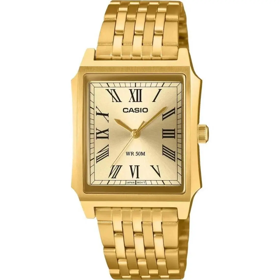Casio MTP-B190G-9B Men`s Gold Tone Tank Analog Watch 50M w/ Box
