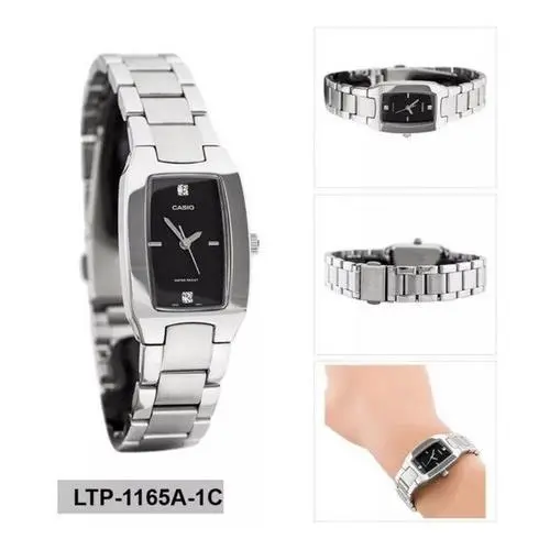 Casio Silver Tone Petite Black Dial Bracelet Lady`s Watch LTP-1165A-1CCB