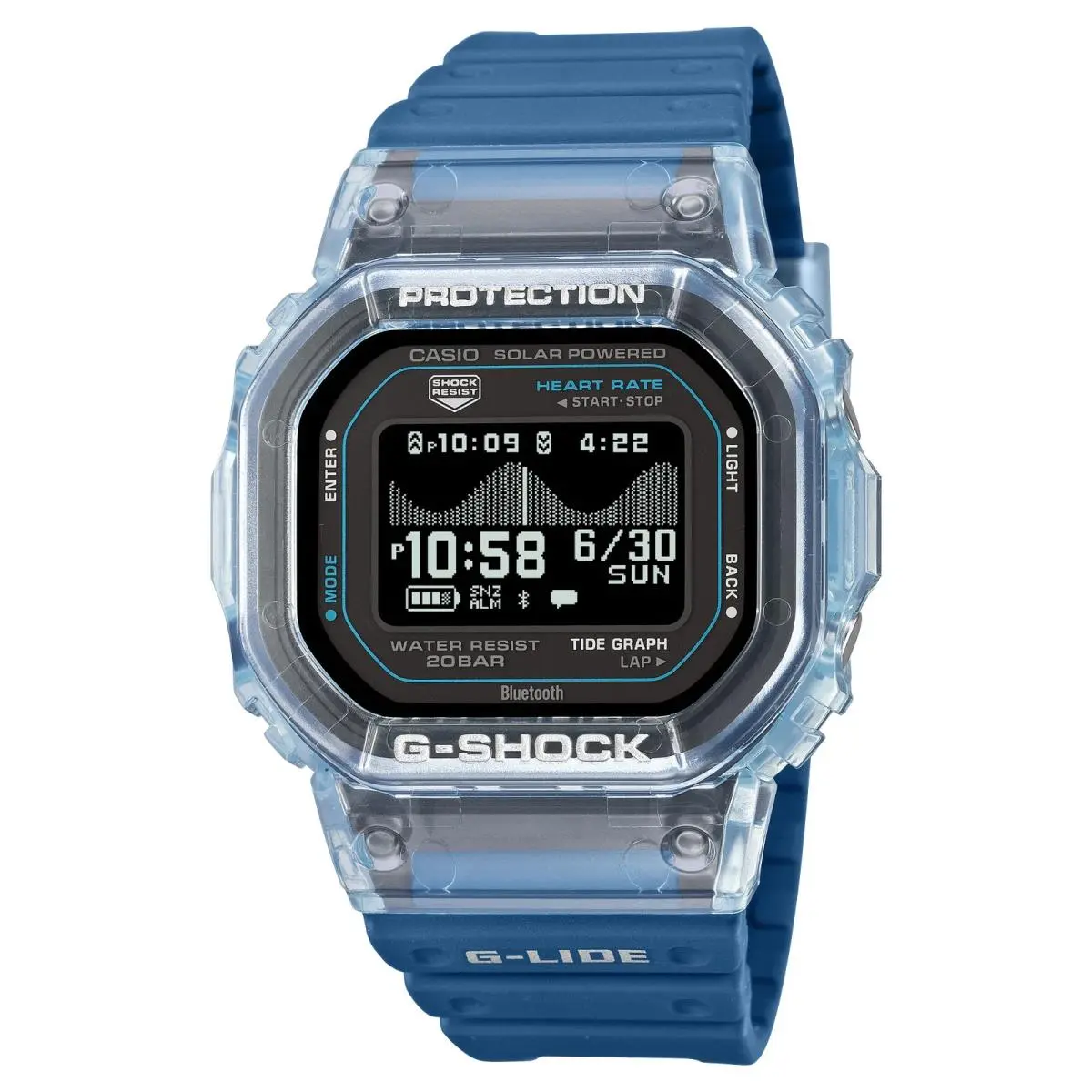 Casio G-shock G-lide GBXH5600-2 Translucent Blue Digital GBX-H5600 Series Watch