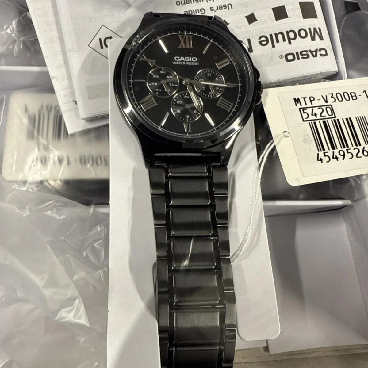 Casio MTP-V300B-1A Men`s Black Multi-dial Analog Stainless Steel Watch