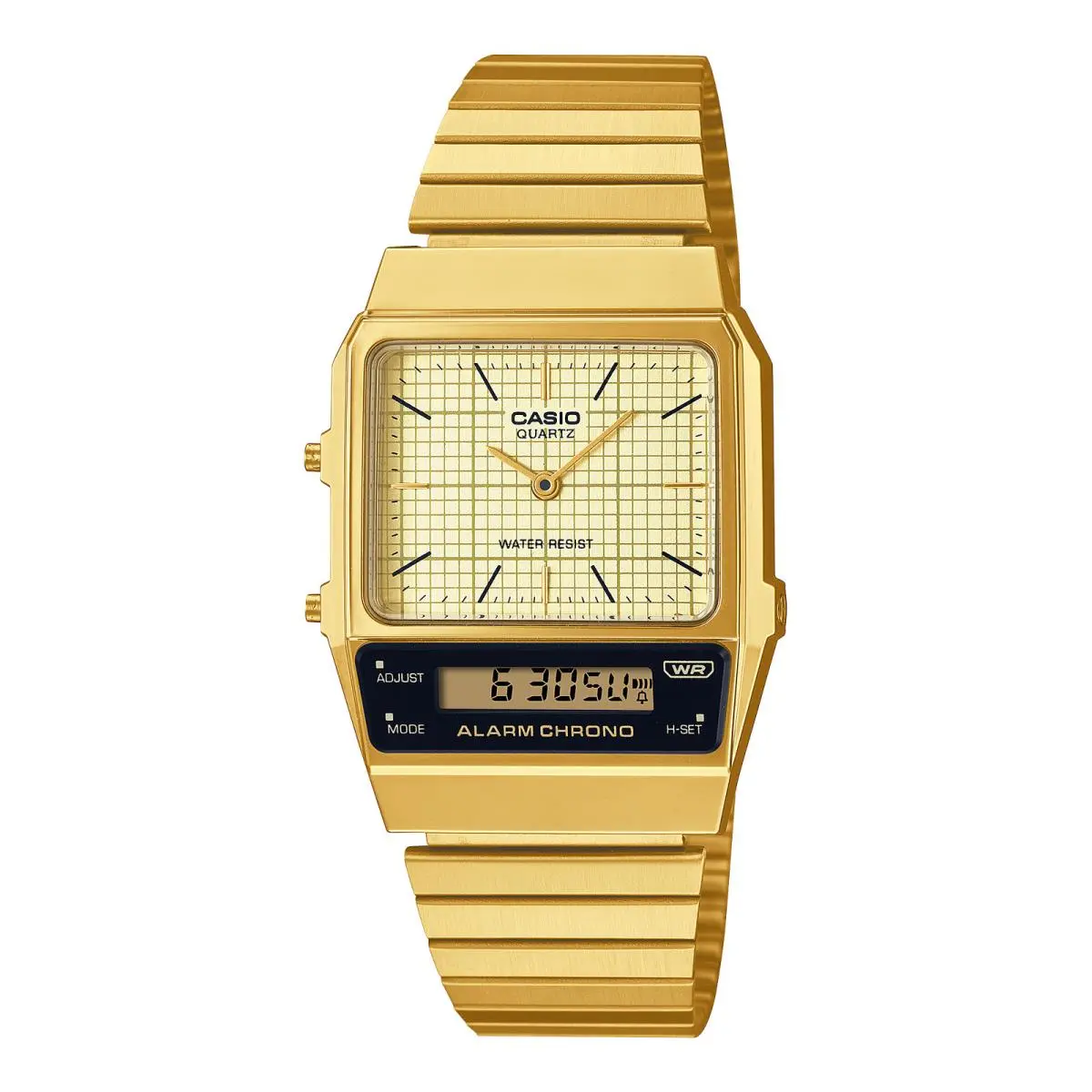 Casio Vintage Gold Tone Analog Digital Dual Time Unisex Watch AQ-800EG-9ADF