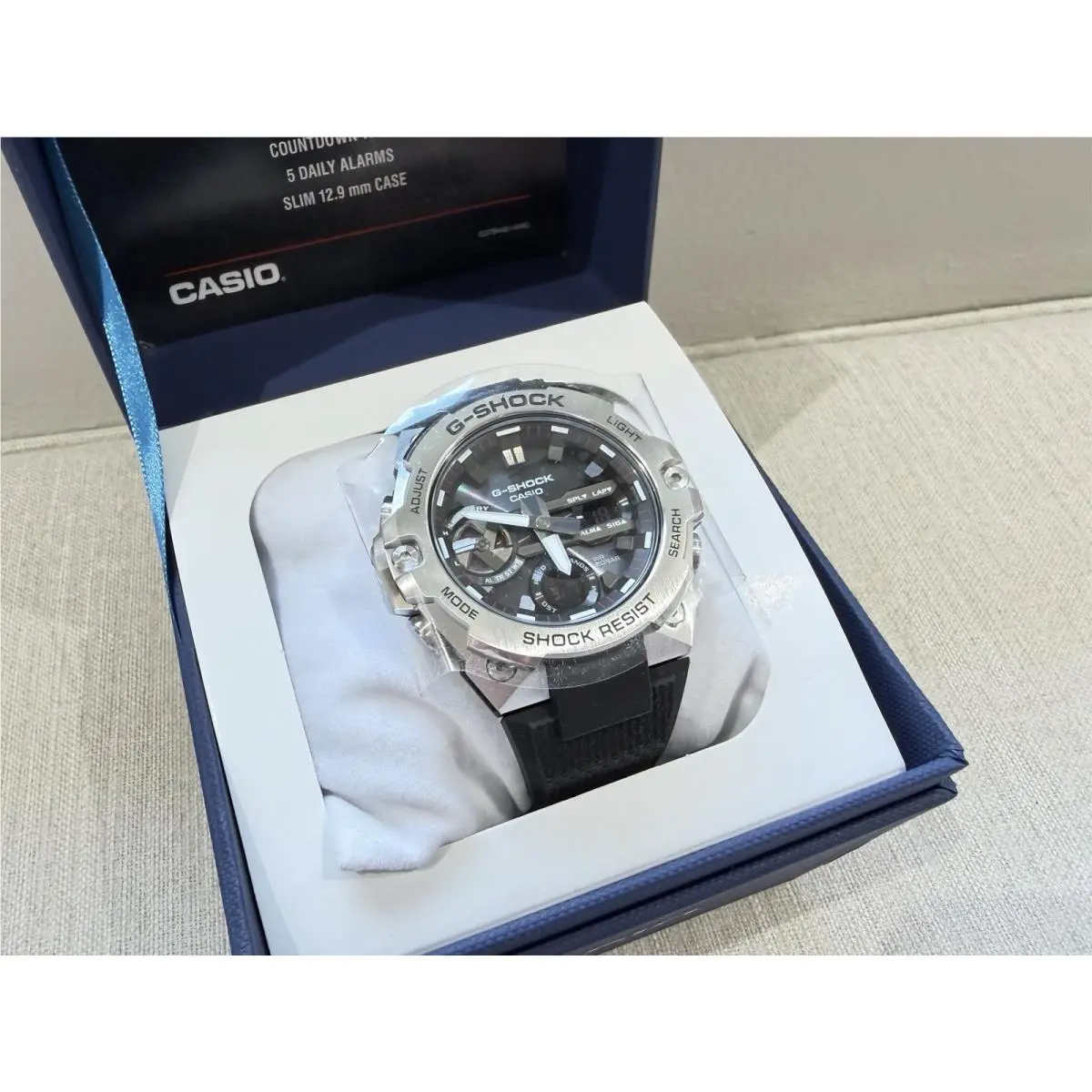 Casio GSTB400-1AWC G Shock G-steel Slim Black Resin Strap Analog Watch