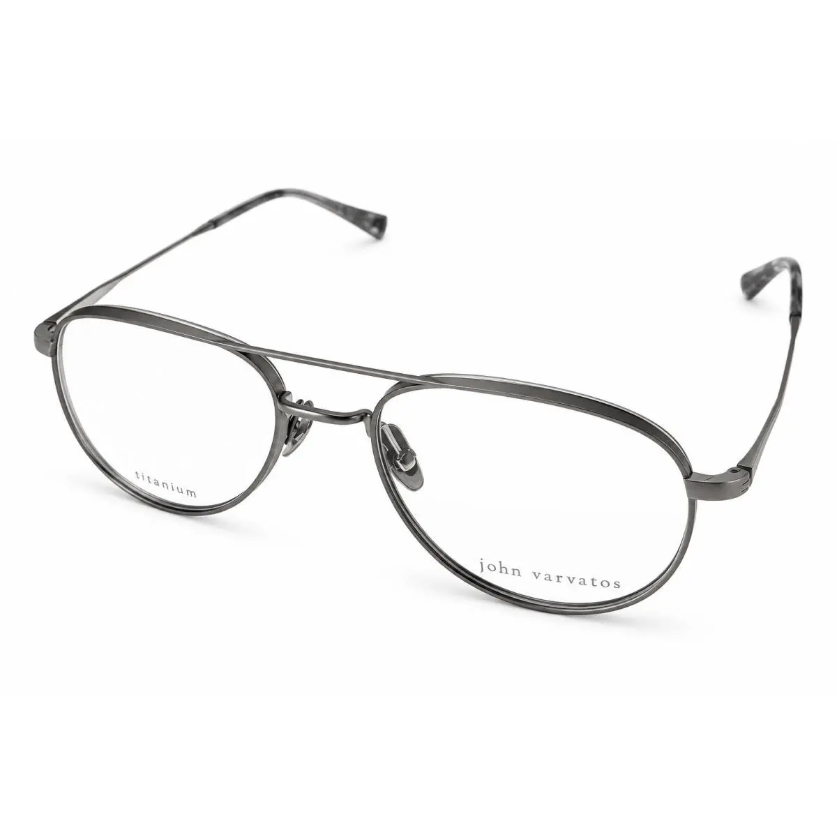 John Varvatos Mens Eyeglass Metal Aviator Gunmetal Silver / Metal V175 . 54mm