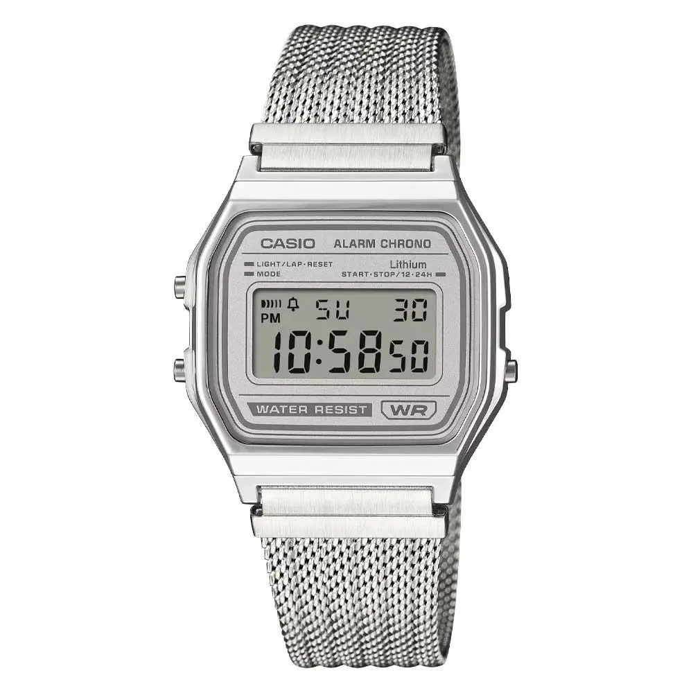 Casio Vintage Digital Watch Silver Stainless Steel Watch - A158WEM-7