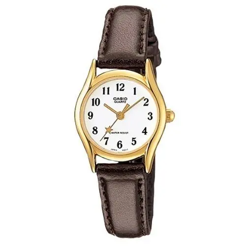 Casio Women`s Core LTP1094Q-7B4 Brown Leather Quartz Watch with White Dial
