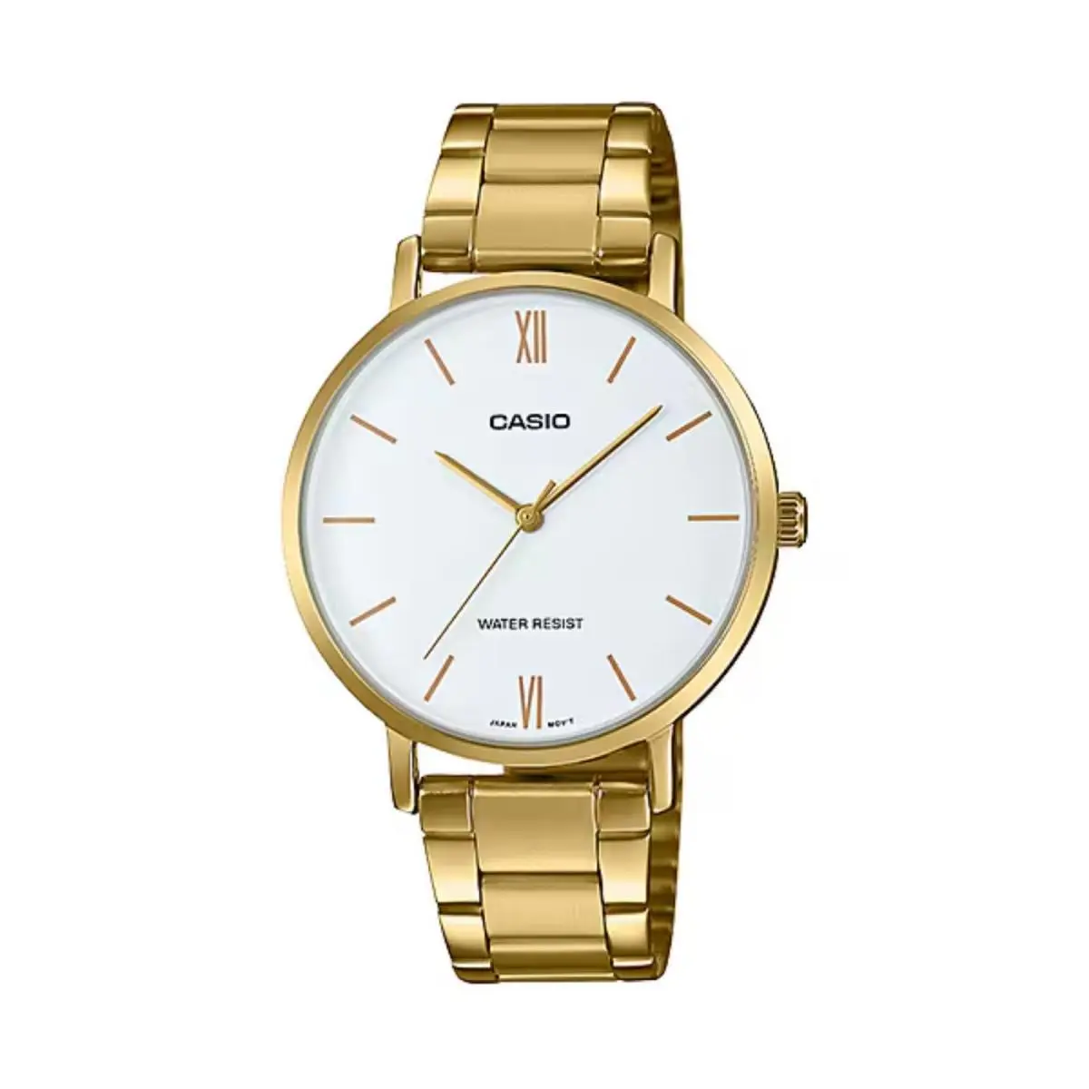 Casio Women`s White Dial Analog Watch Gold Tone Bracelet - LTP-VT01G-7BUDF