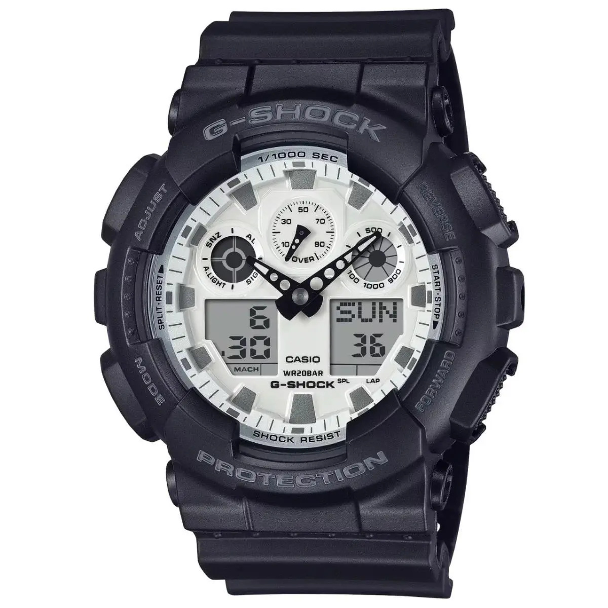 Casio G-shock GA-100WD-1ADR Men`s Analog Digital Black White Dial Watch