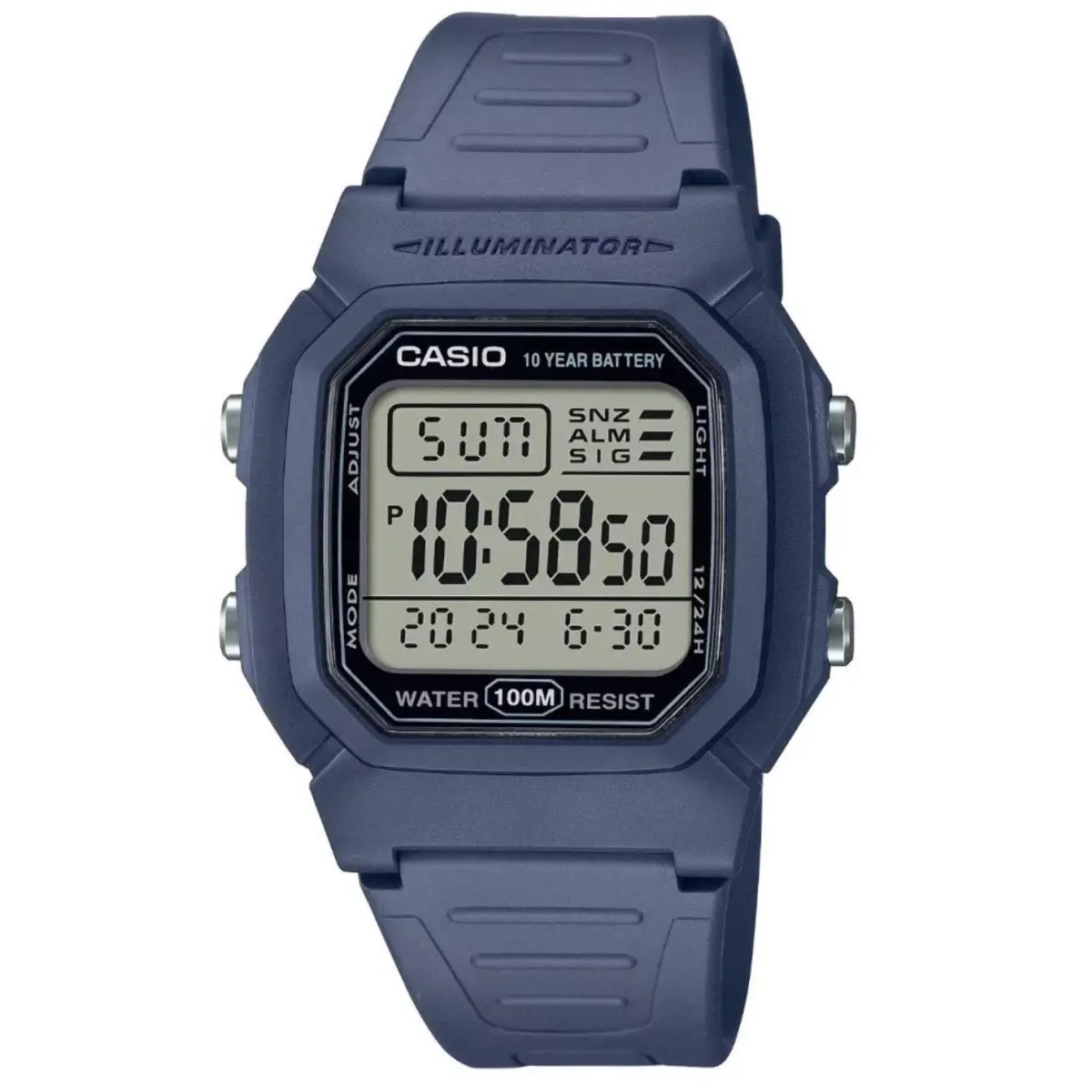 Casio Asio W800H-2AV Digital Watch 100M Water Resistant Blue Resin Band Led Stopwatch