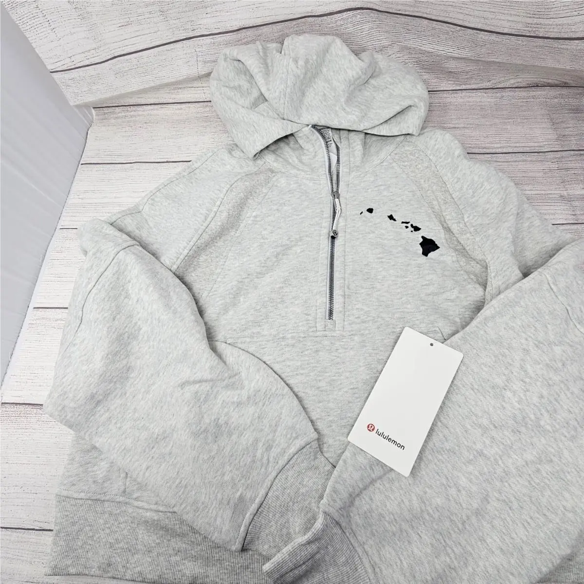 Aloha Lululemon Women`s Hawaiian Scuba Oversized 1/2 Zip Hoodie Size