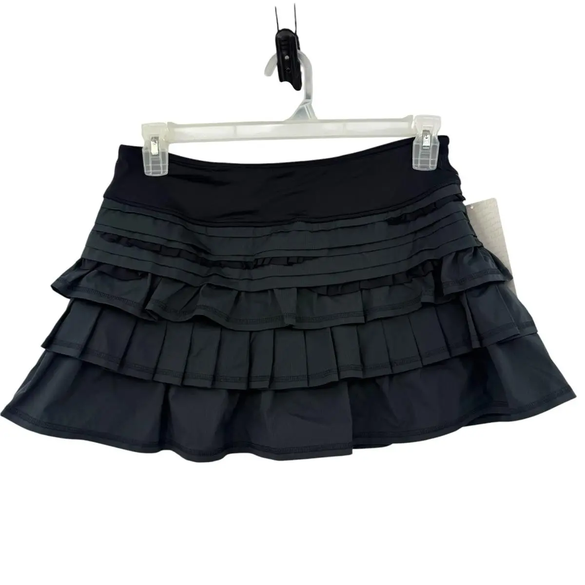 Nwt’s Lululemon Run: Back ON Track Black Ruffle Skirt Sz 8 Rare Pickleball Golf