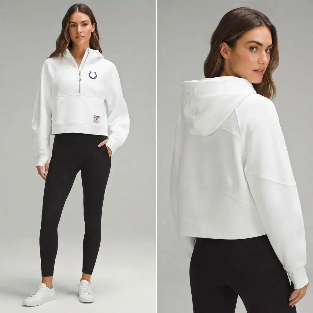 Indianapolis Colts Lululemon Nfl Scuba Oversized Half-zip Hoodie White Xl/ Xxl