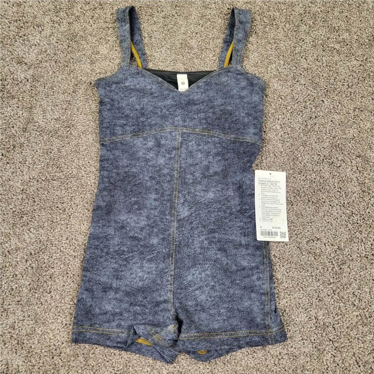 Lululemon Everlux Denim-print Women S Blue LW1FEDS Sotm Romper 3
