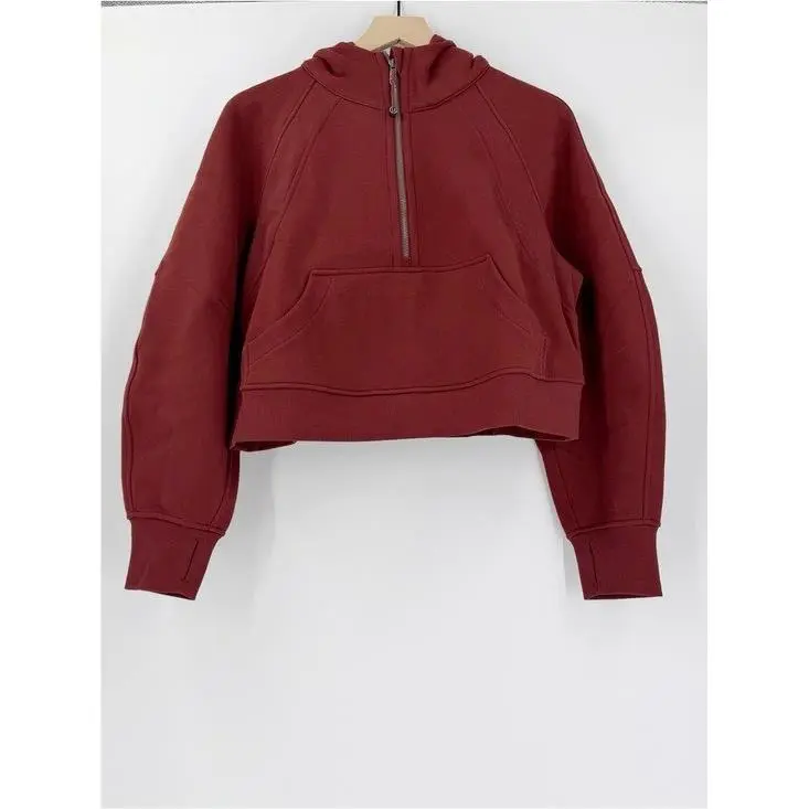 Lululemon Scuba Oversized Half-zip Hoodie Xs/s Maroon Burgundy
