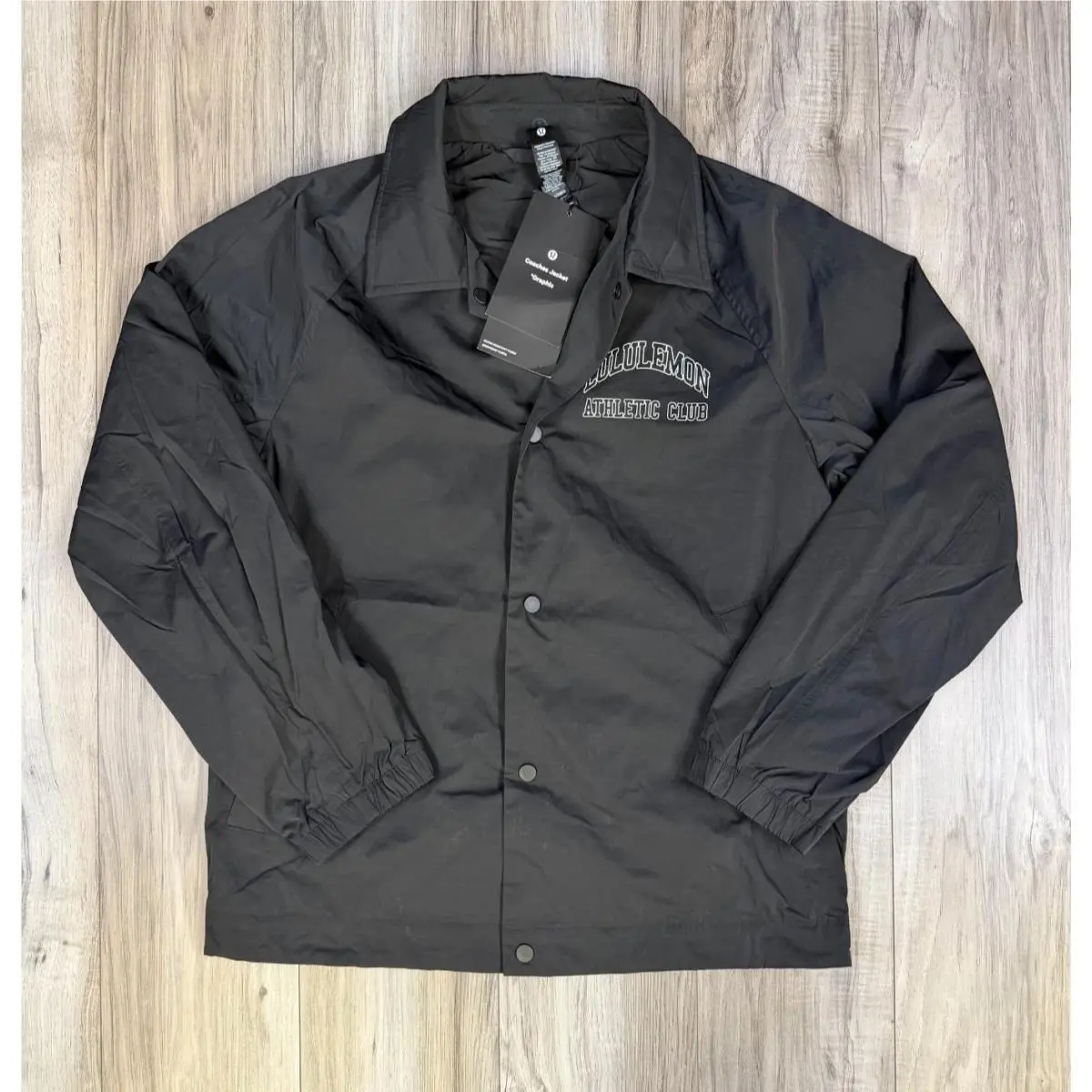 Lululemon Coaches Jacket Graphic Black Windbreaker Athletic Club Mens XS